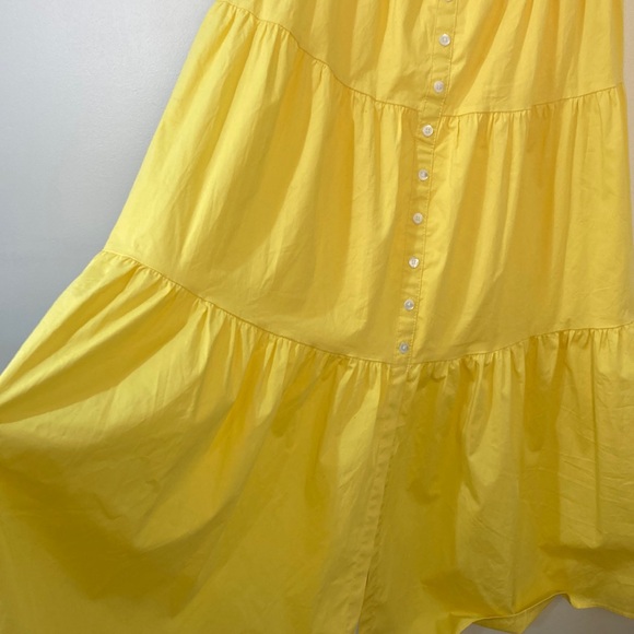 Gently worn STAUD  Yellow Button-Down Sundress. Zip up back, tiered maxi size 12 - Picture 3 of 7